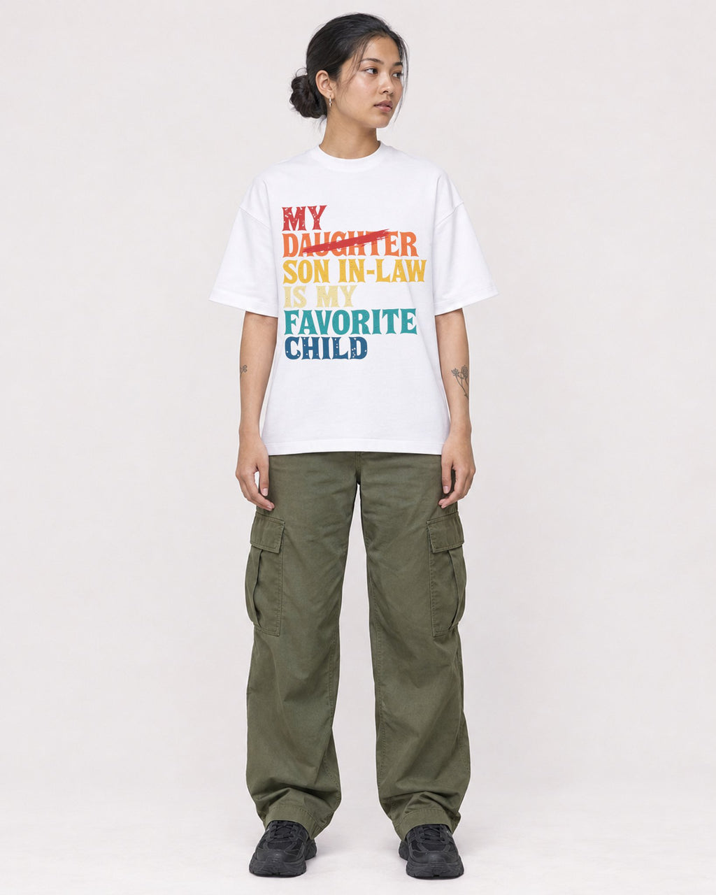 Mockup Boxy Heavyweight Tee White female full-body 12
