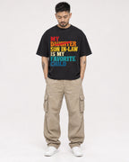 Mockup Boxy Heavyweight Tee Black male full-body 12