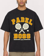 Mockup Boxy Heavyweight Tee Black male close-up 40