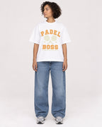 Mockup Boxy Heavyweight Tee White female full-body 40