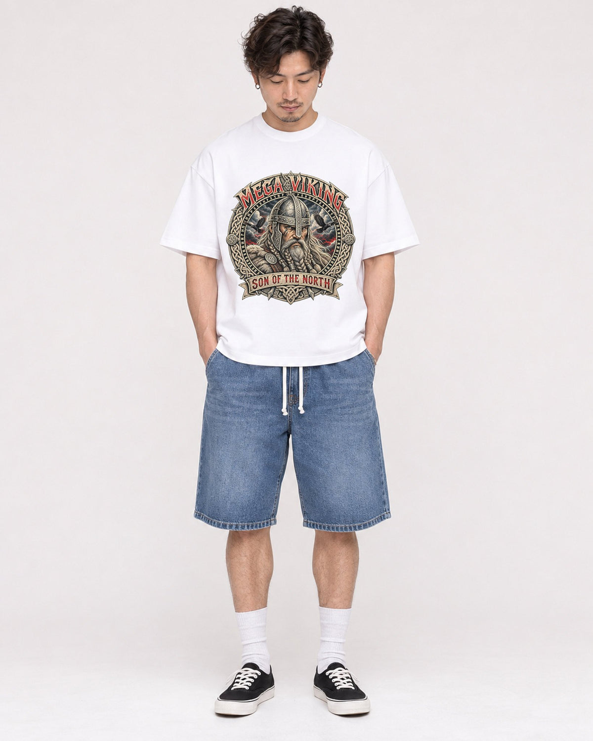 Mockup Boxy Heavyweight Tee White male full-body 03
