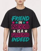 Mockup Boxy Heavyweight Tee Black male close-up 01
