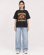 Mockup Boxy Heavyweight Tee Black female full-body 47