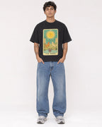 Mockup Boxy Heavyweight Tee Black male full-body 06