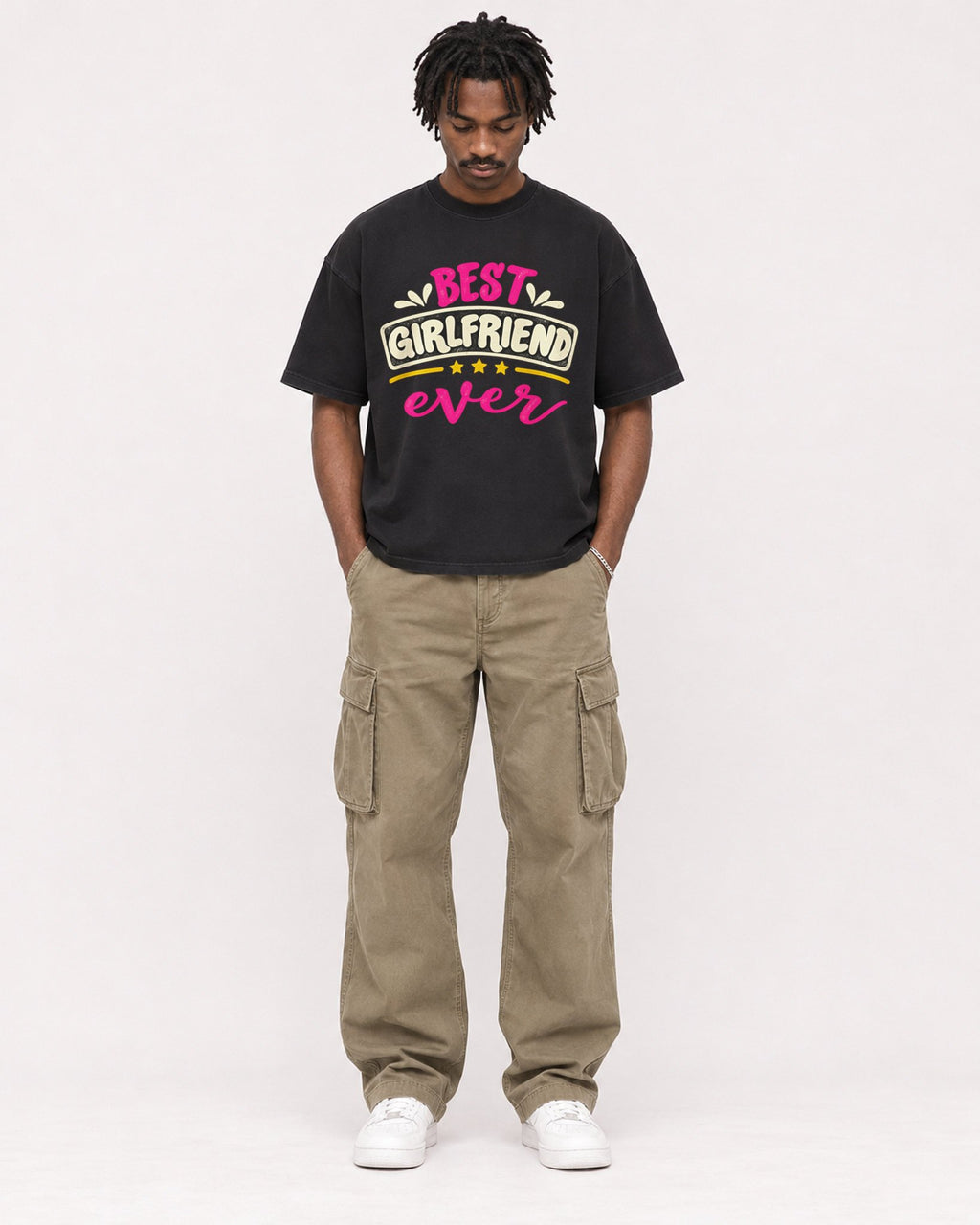 Mockup Boxy Heavyweight Tee Black male full-body 04