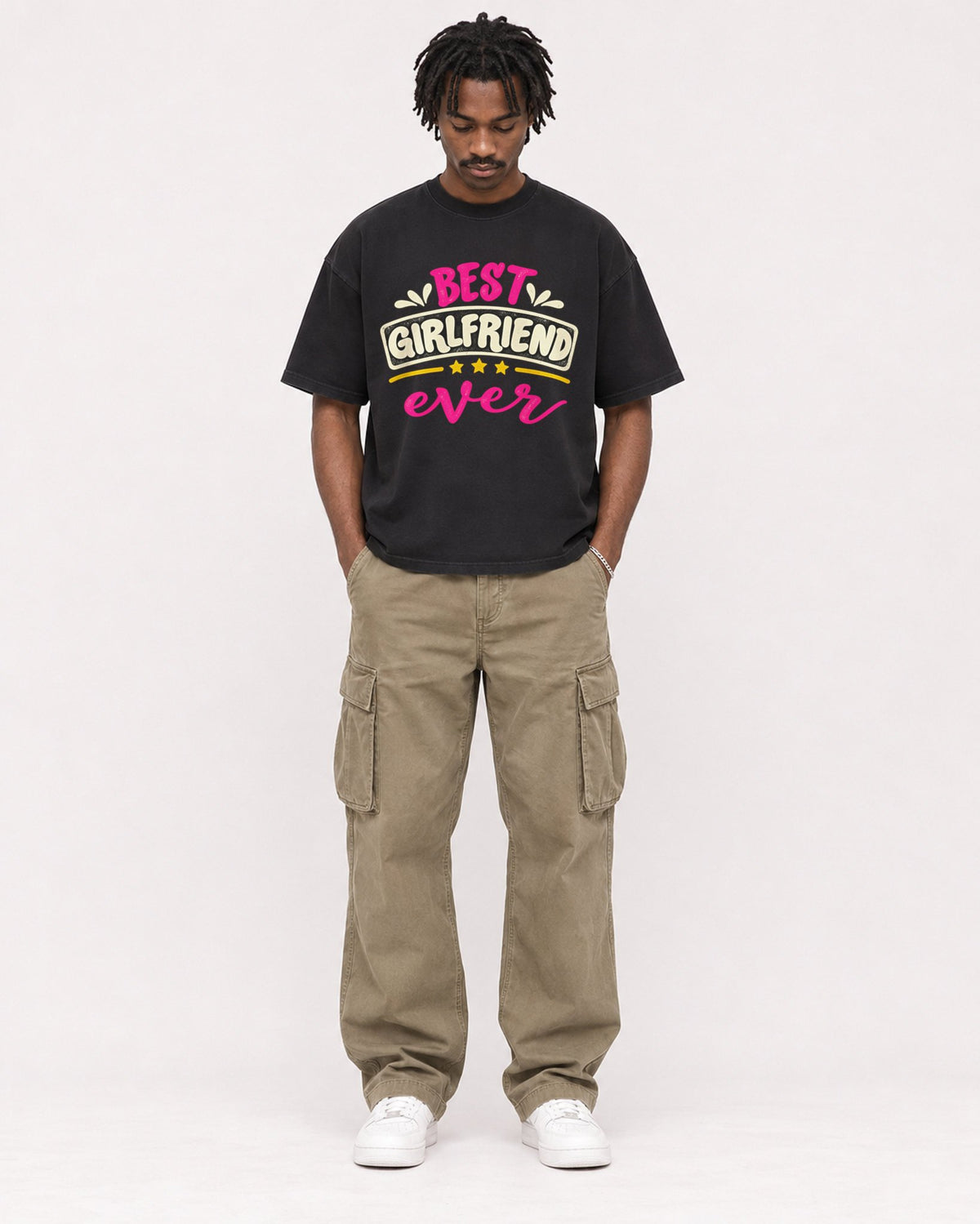 Mockup Boxy Heavyweight Tee Black male full-body 04