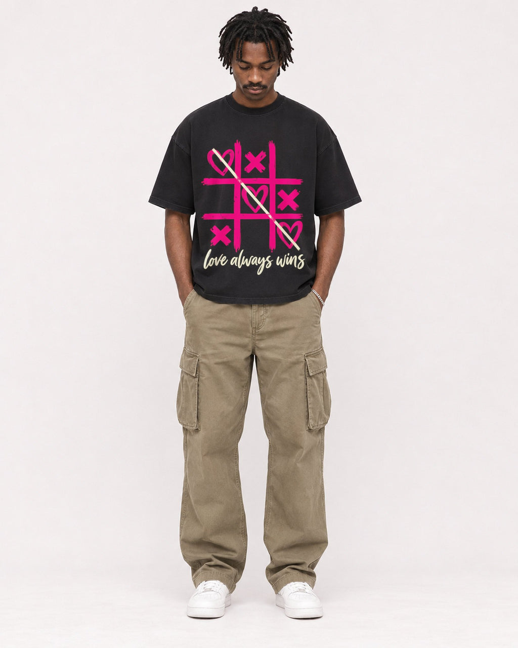 Mockup Boxy Heavyweight Tee Black male full-body 04