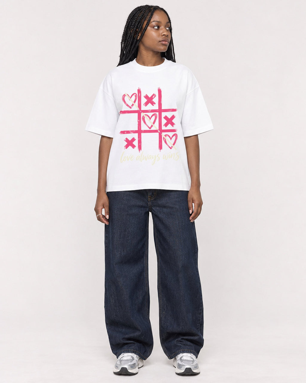 Mockup Boxy Heavyweight Tee White female full-body 04