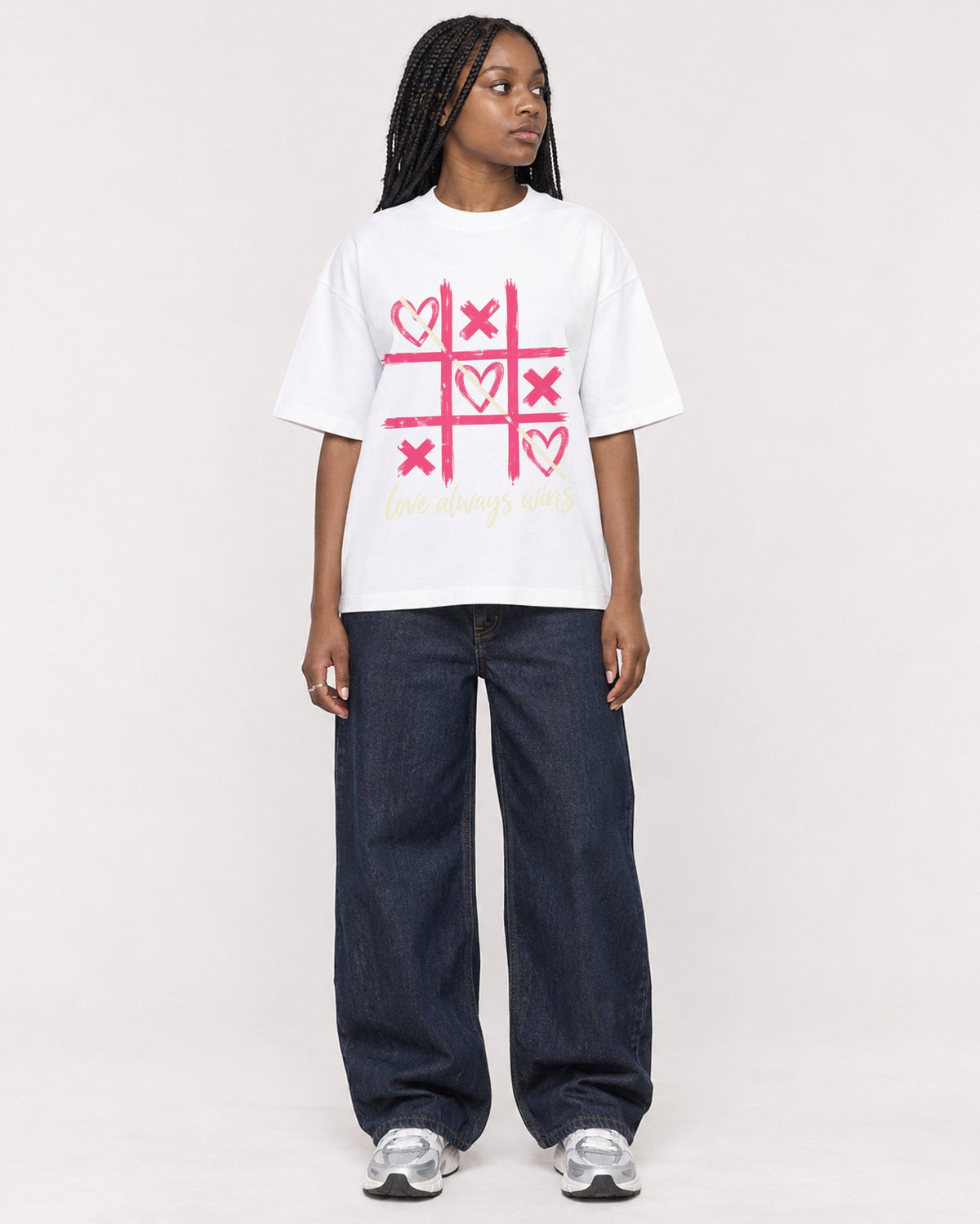 Mockup Boxy Heavyweight Tee White female full-body 04