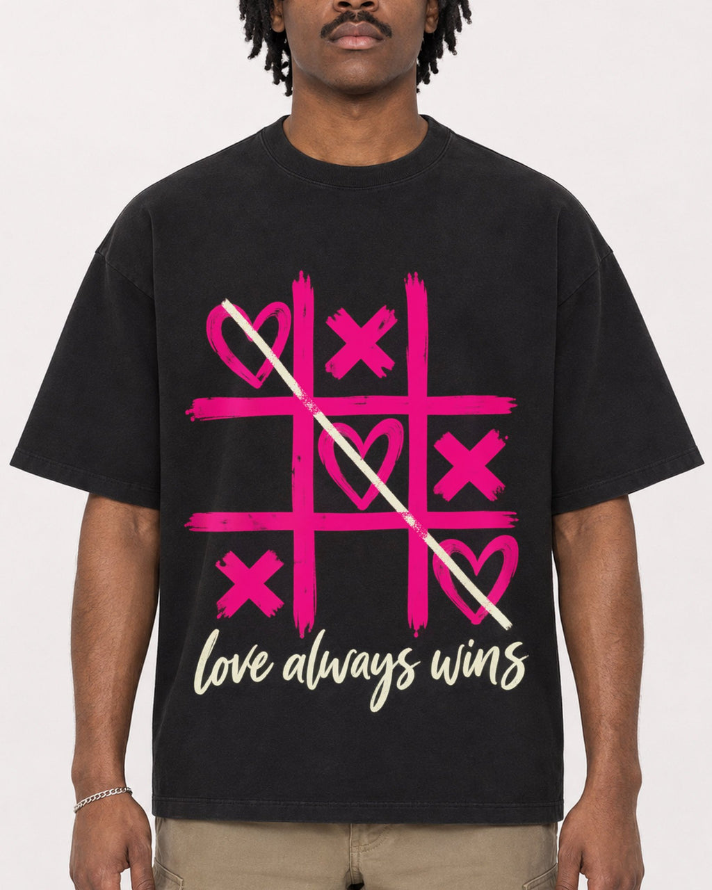 Mockup Boxy Heavyweight Tee Black male close-up 04