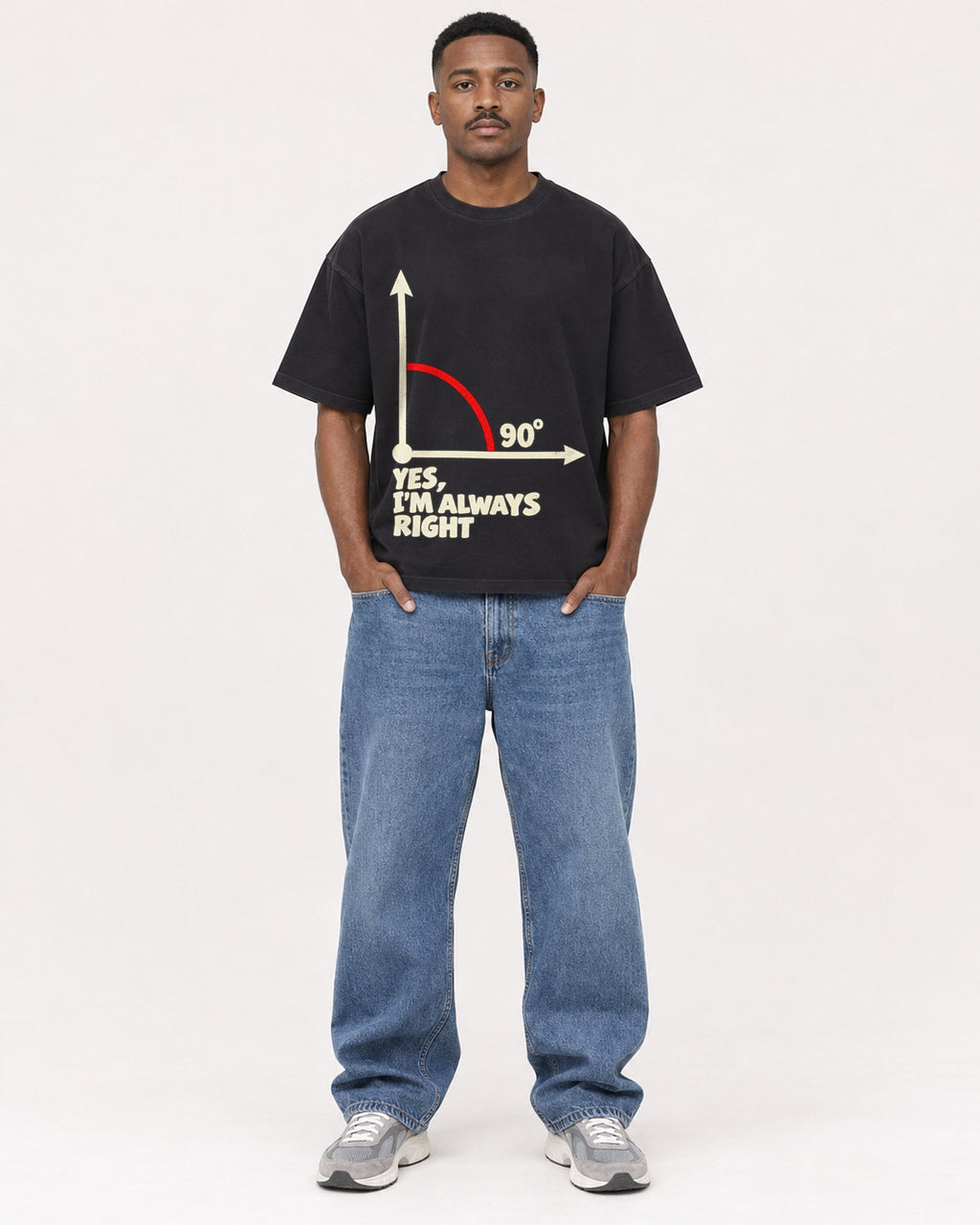 Mockup Boxy Heavyweight Tee Black male full-body 14