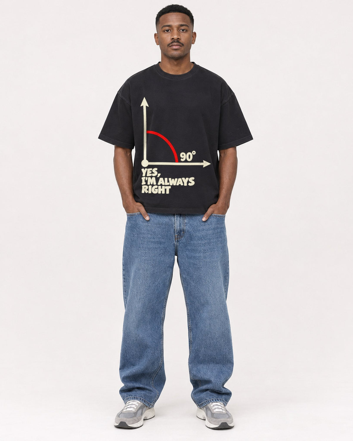 Mockup Boxy Heavyweight Tee Black male full-body 14