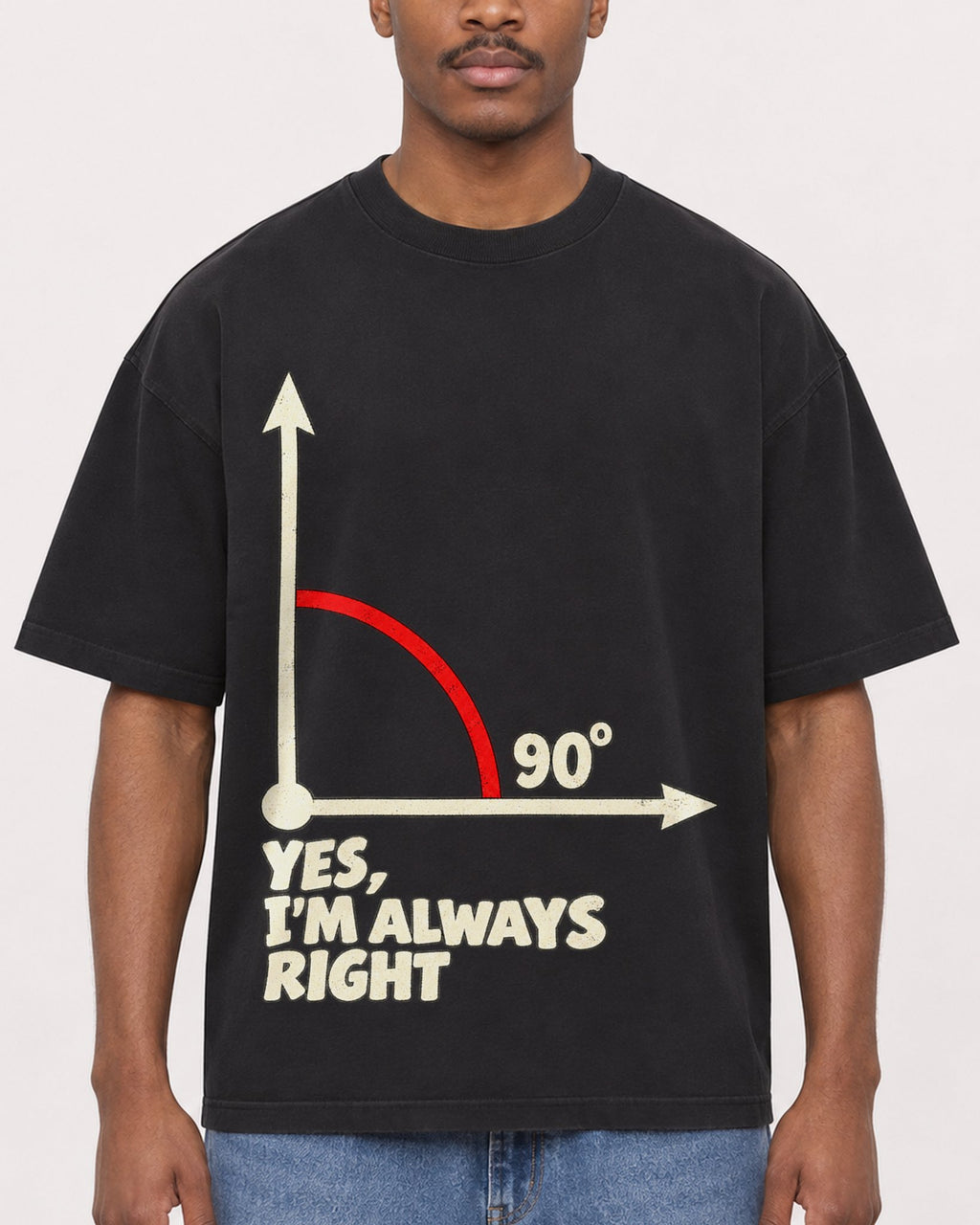 Mockup Boxy Heavyweight Tee Black male close-up 14
