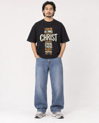 Mockup Boxy Heavyweight Tee Black male full-body 22