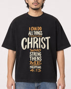 Mockup Boxy Heavyweight Tee Black male close-up 22