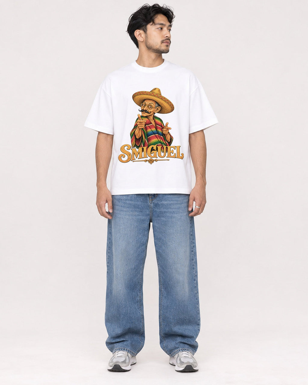 Mockup Boxy Heavyweight Tee White male full-body 02
