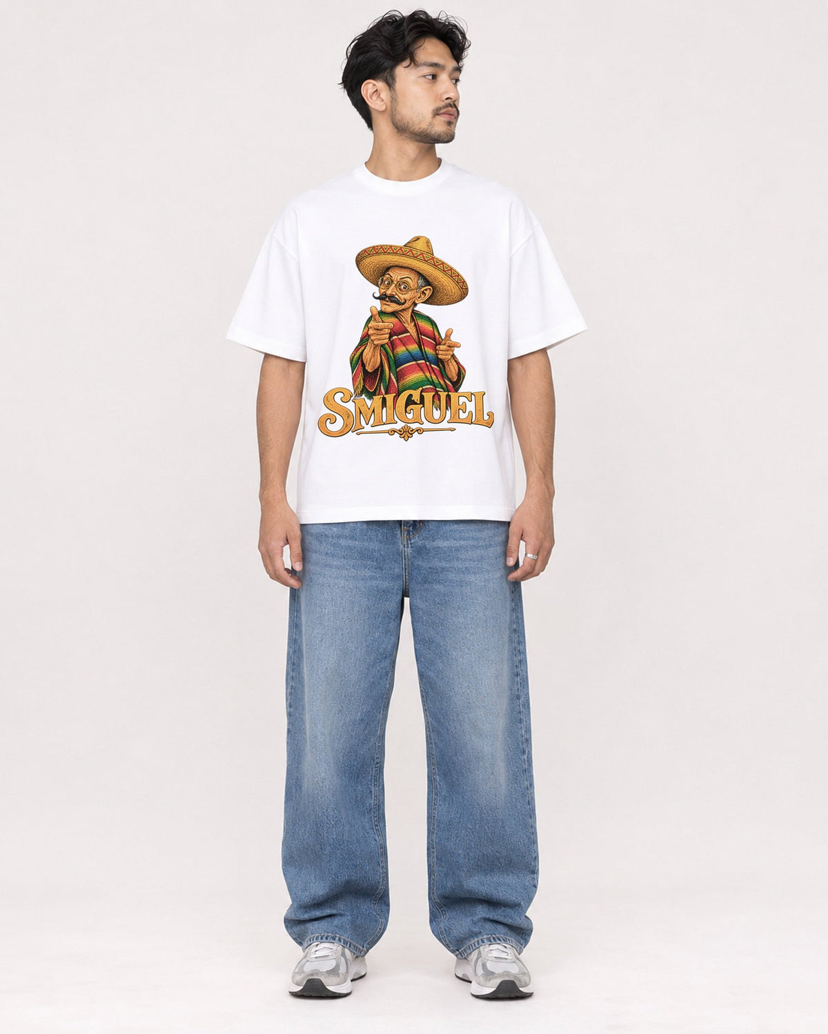 Mockup Boxy Heavyweight Tee White male full-body 02