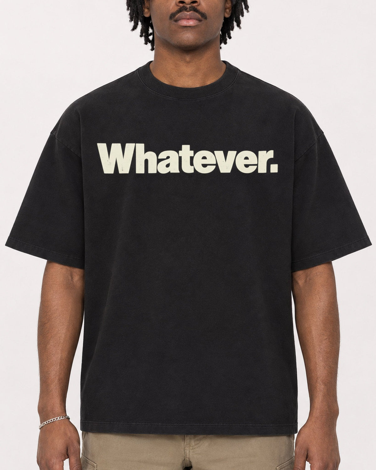 Mockup Boxy Heavyweight Tee Black male close-up 04