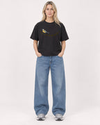 Mockup Boxy Heavyweight Tee Black female full-body 08