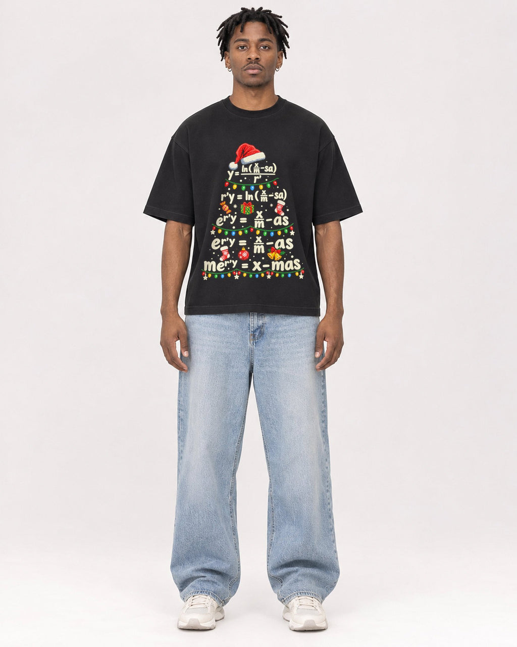 Mockup Boxy Heavyweight Tee Black male full-body 05