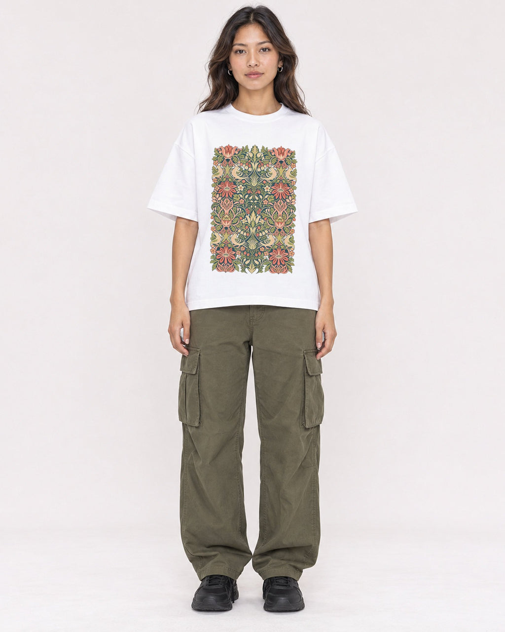 Mockup Boxy Heavyweight Tee White female full-body 02
