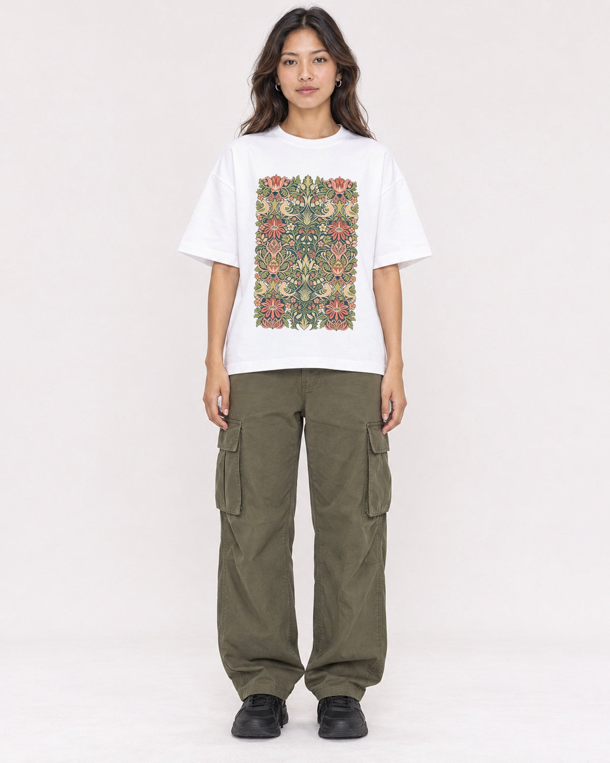 Mockup Boxy Heavyweight Tee White female full-body 02