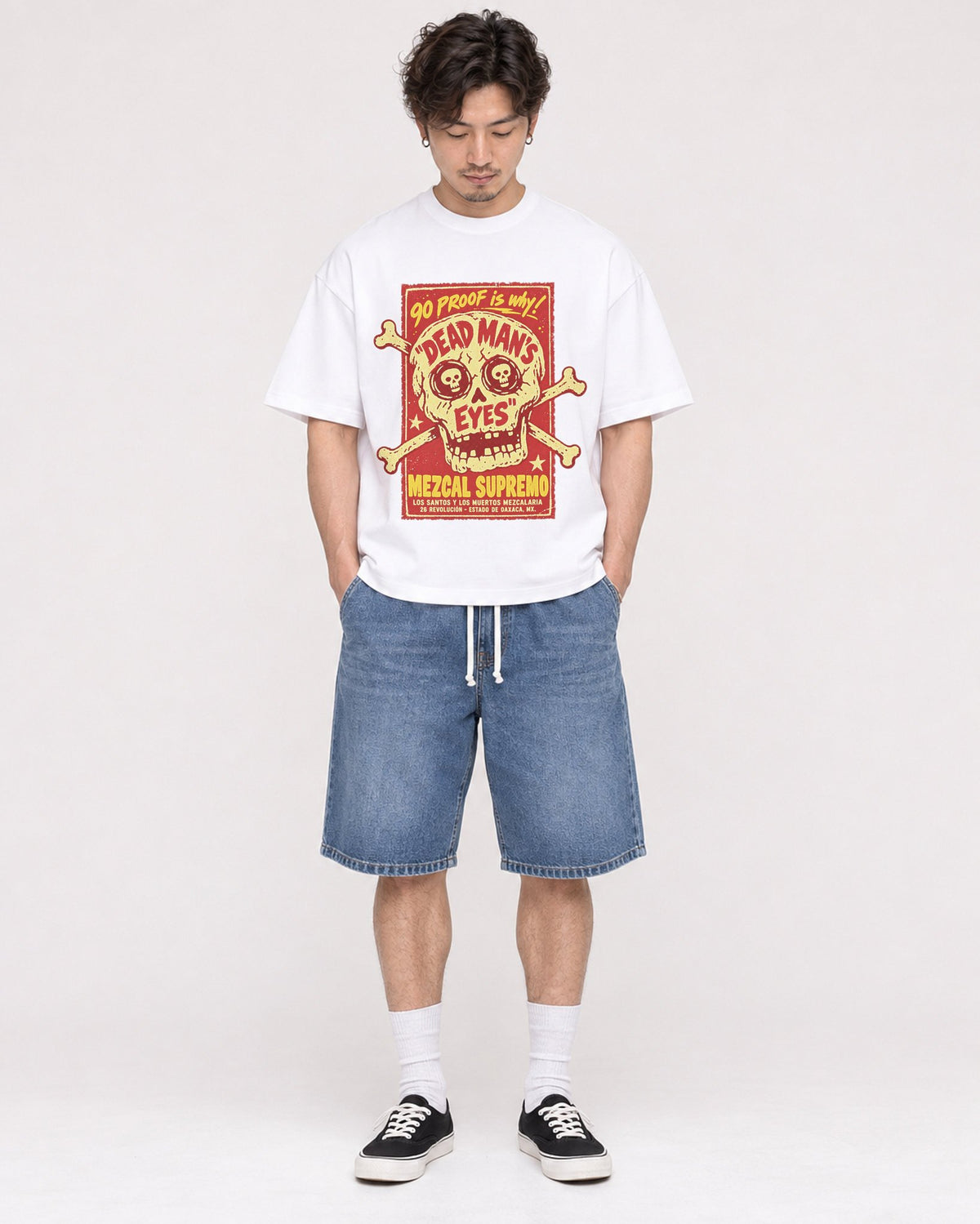 Mockup Boxy Heavyweight Tee White male full-body 03