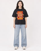 Mockup Boxy Heavyweight Tee Black female full-body 03