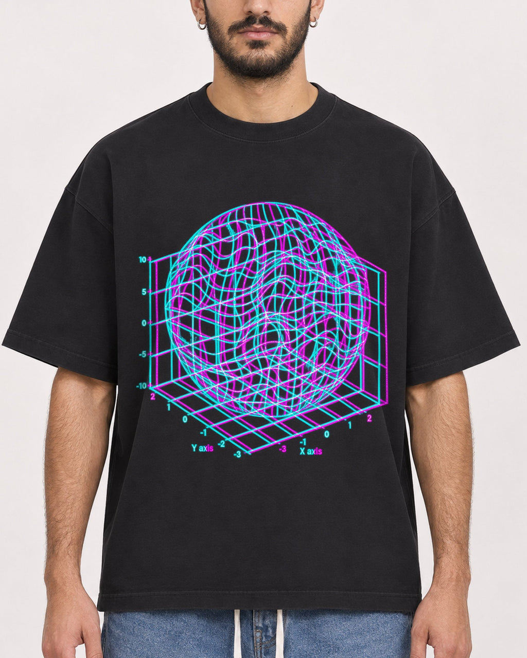 Mockup Boxy Heavyweight Tee Black male close-up 07