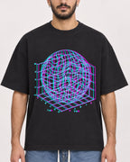 Mockup Boxy Heavyweight Tee Black male close-up 07