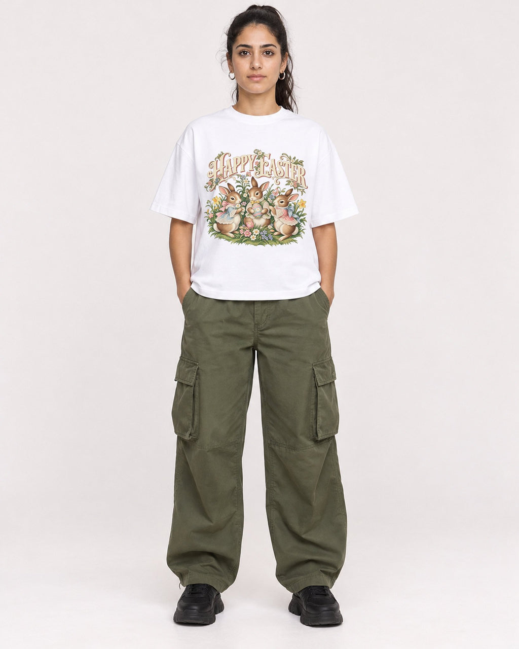 Mockup Boxy Heavyweight Tee White female full-body 47