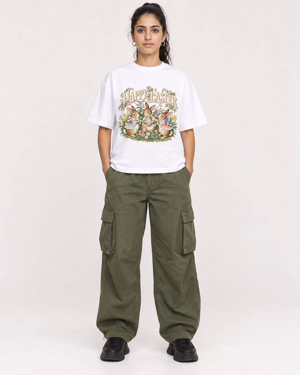 Mockup Boxy Heavyweight Tee White female full-body 47