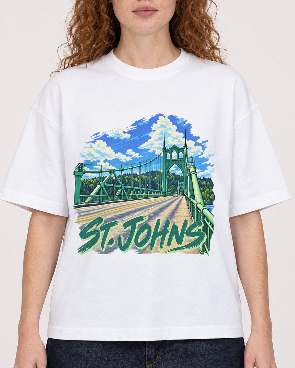 Mockup Boxy Heavyweight Tee White female close-up 09
