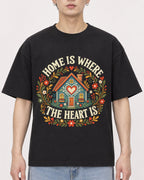 Mockup Boxy Heavyweight Tee Black male close-up 01