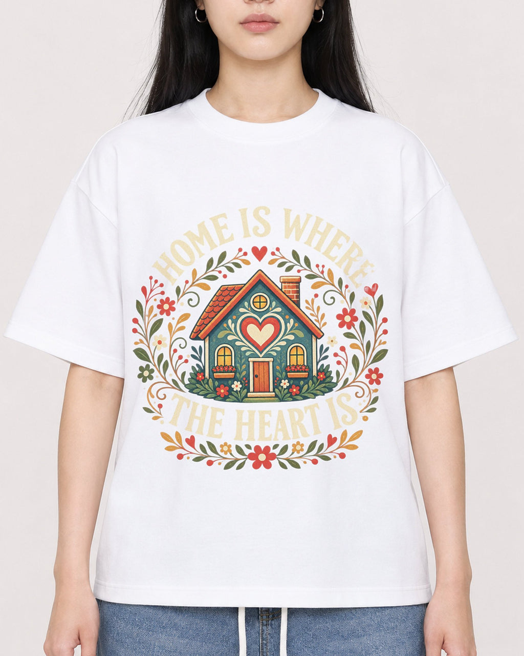 Mockup Boxy Heavyweight Tee White female close-up 01