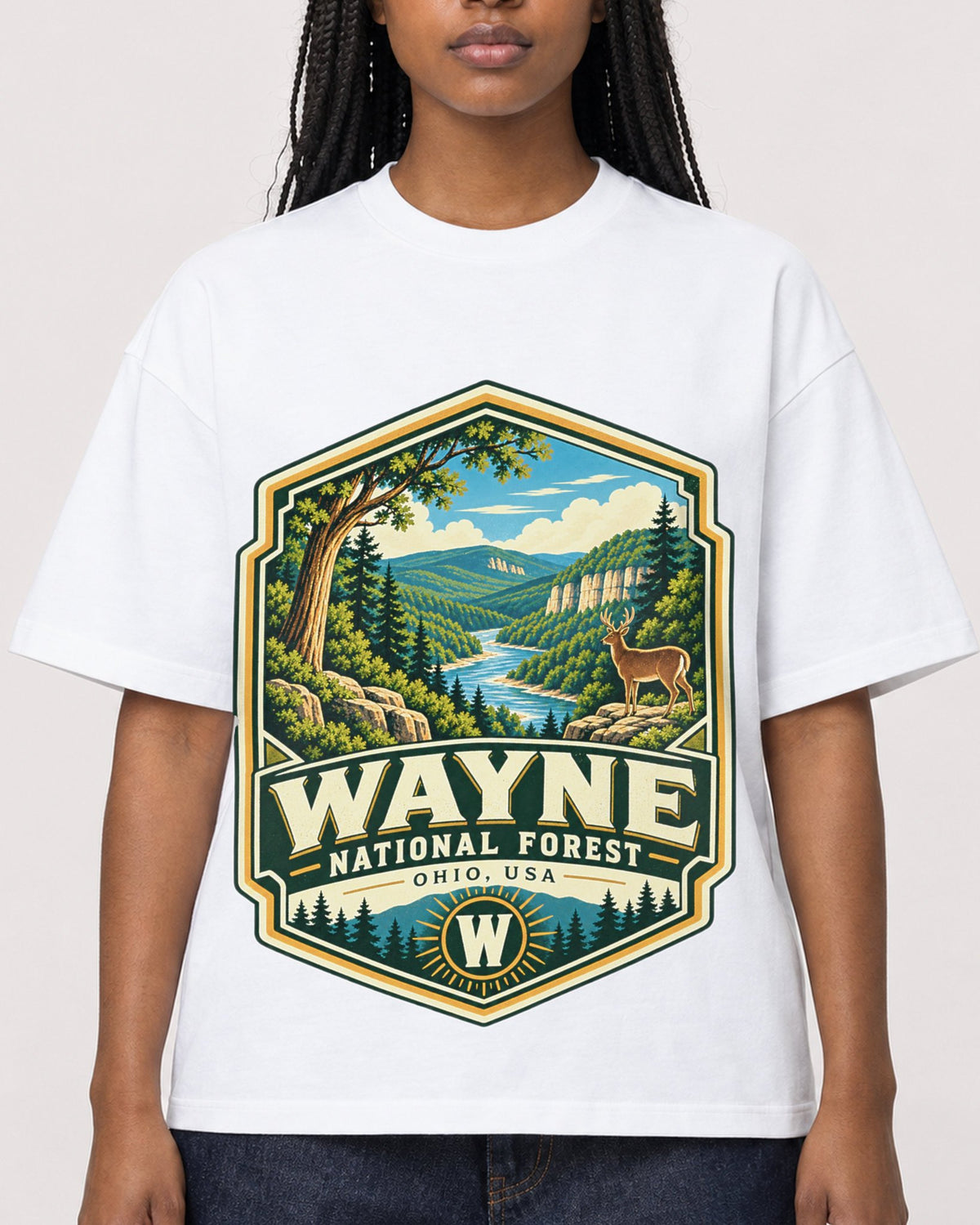 Mockup Boxy Heavyweight Tee White female close-up 04