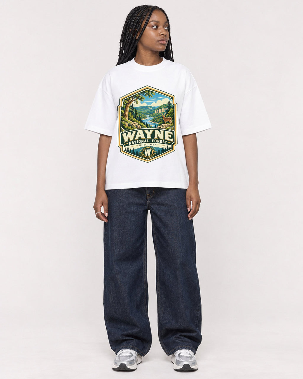 Mockup Boxy Heavyweight Tee White female full-body 04