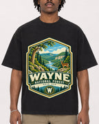 Mockup Boxy Heavyweight Tee Black male close-up 04
