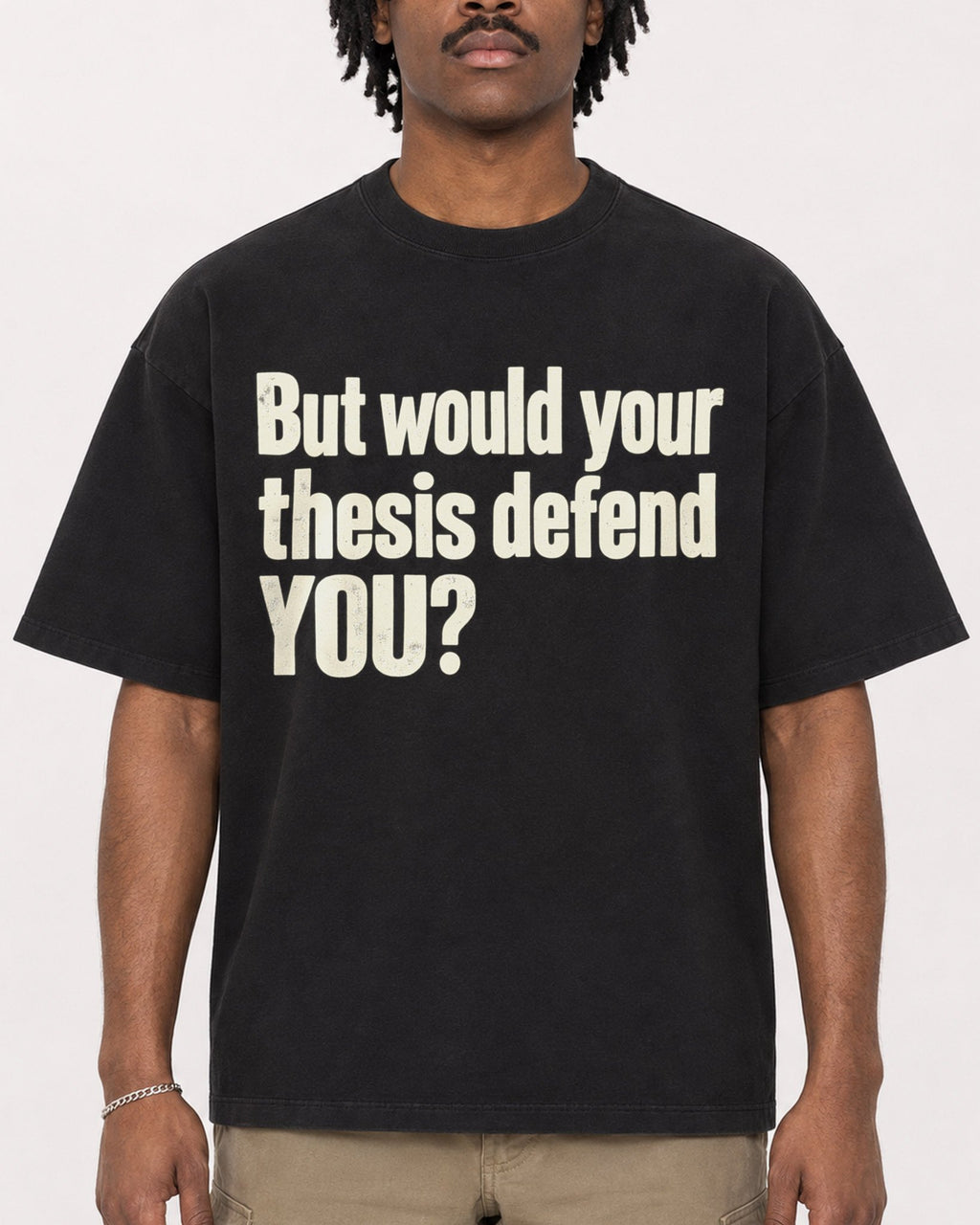 Mockup Boxy Heavyweight Tee Black male close-up 04