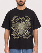 Mockup Boxy Heavyweight Tee Black male close-up 27