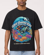 Mockup Boxy Heavyweight Tee Black male close-up 25