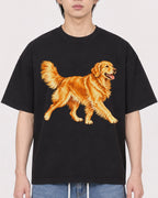 Mockup Boxy Heavyweight Tee Black male close-up 11