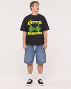 Mockup Boxy Heavyweight Tee Black male full-body 19