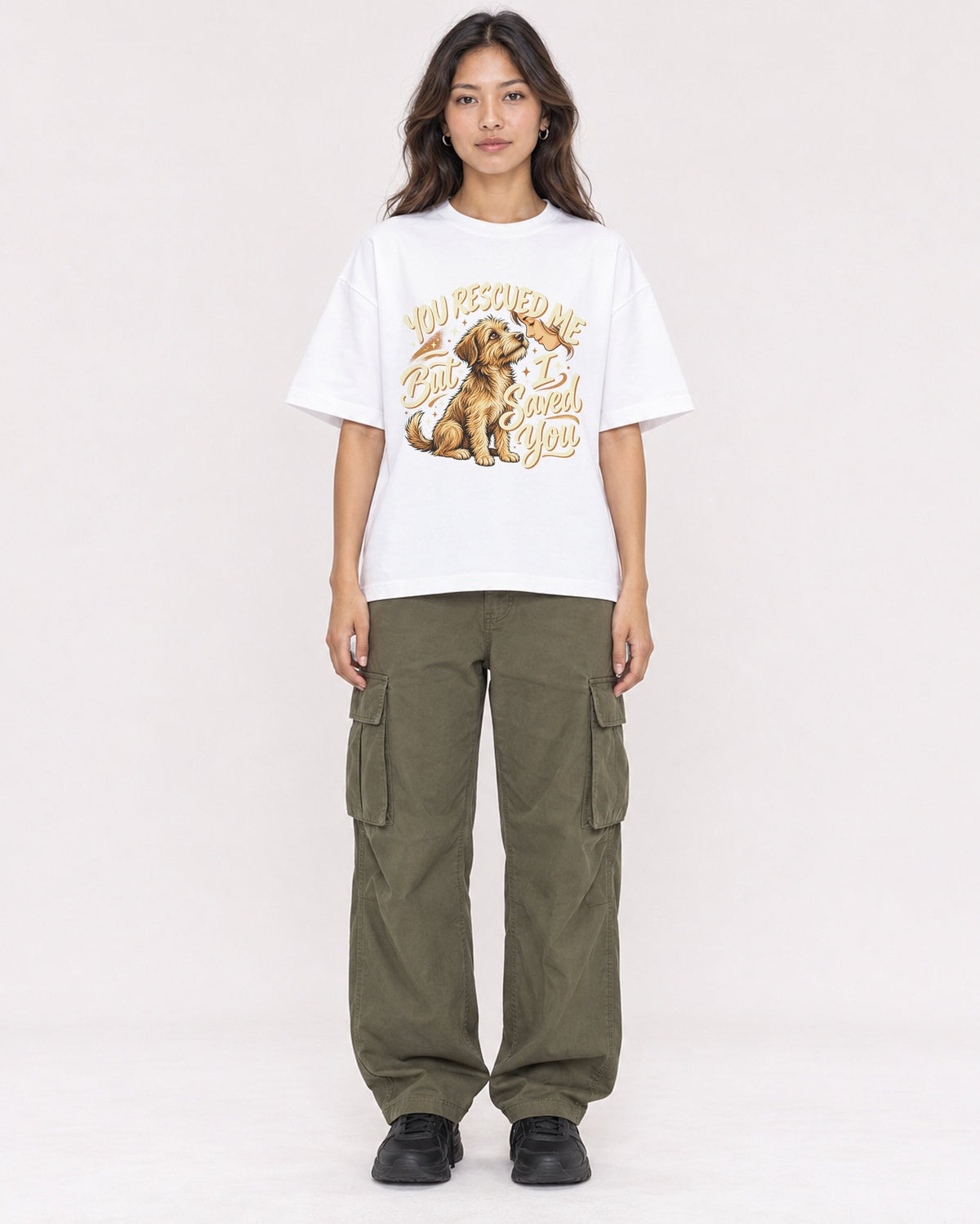 Mockup Boxy Heavyweight Tee White female full-body 02