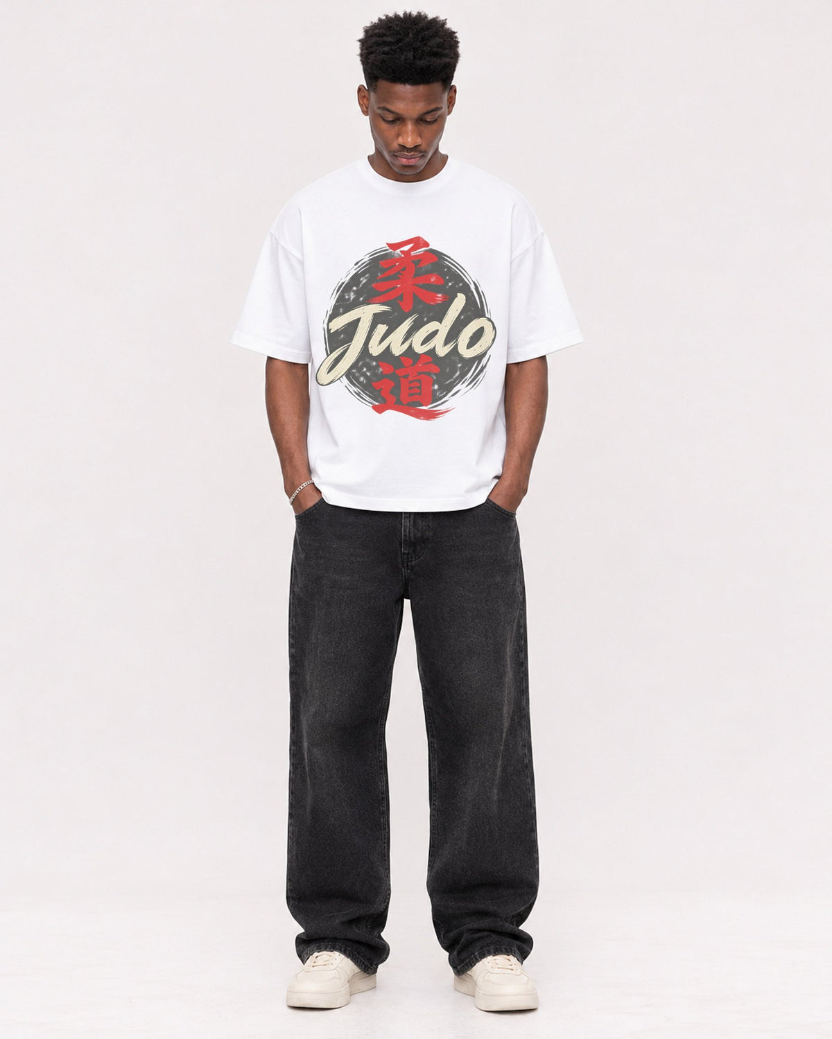Mockup Boxy Heavyweight Tee White male full-body 15