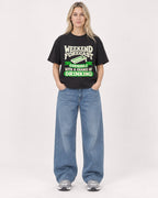 Mockup Boxy Heavyweight Tee Black female full-body 08