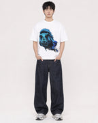 Mockup Boxy Heavyweight Tee White male full-body 01