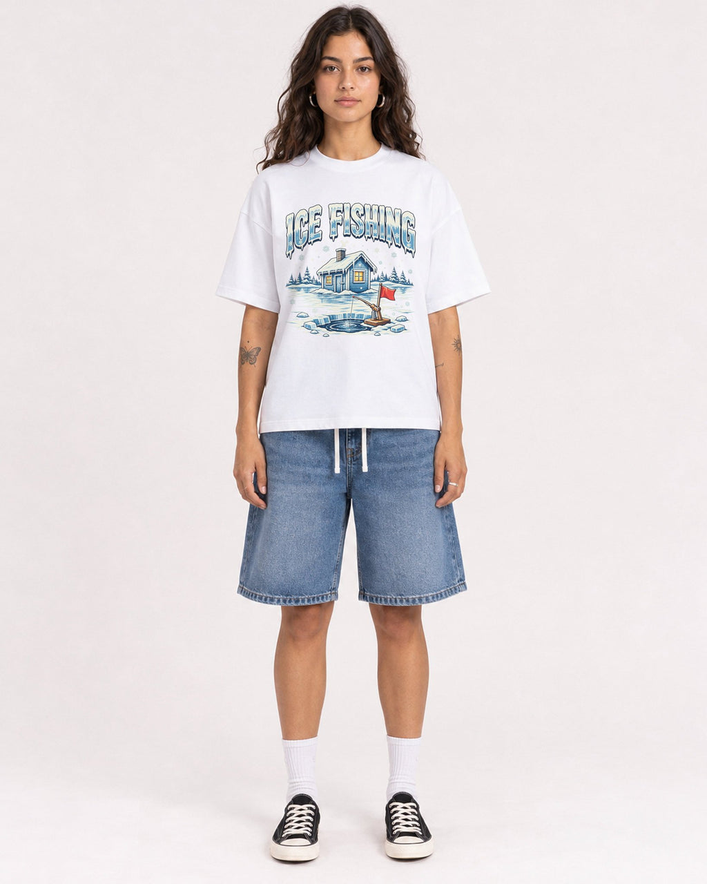 Mockup Boxy Heavyweight Tee White female full-body 06