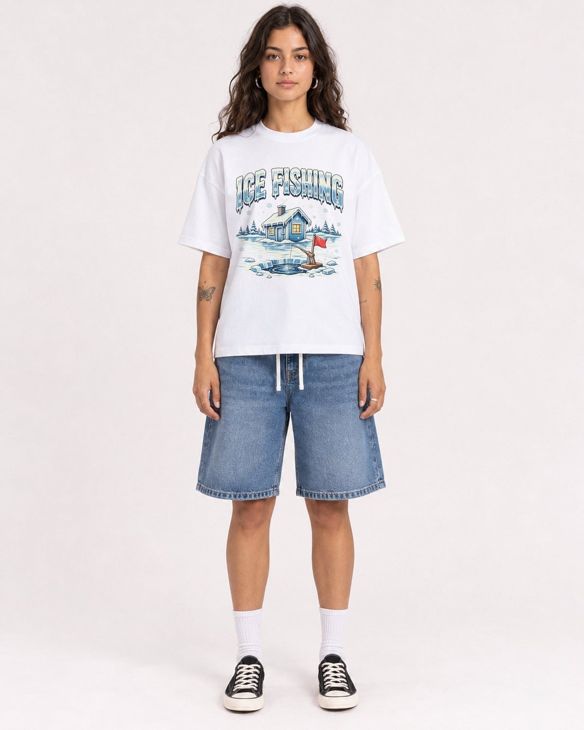 Mockup Boxy Heavyweight Tee White female full-body 06