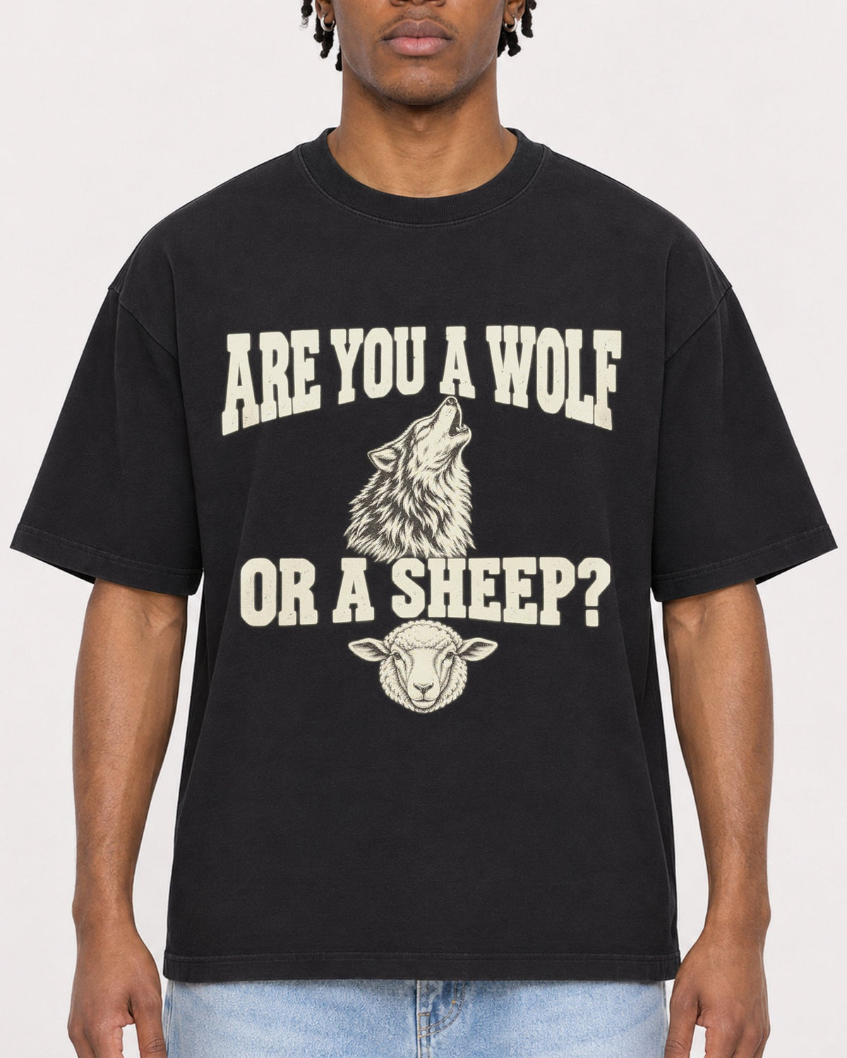 Mockup Boxy Heavyweight Tee Black male close-up 05
